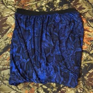 Blue and black spandex short skirt